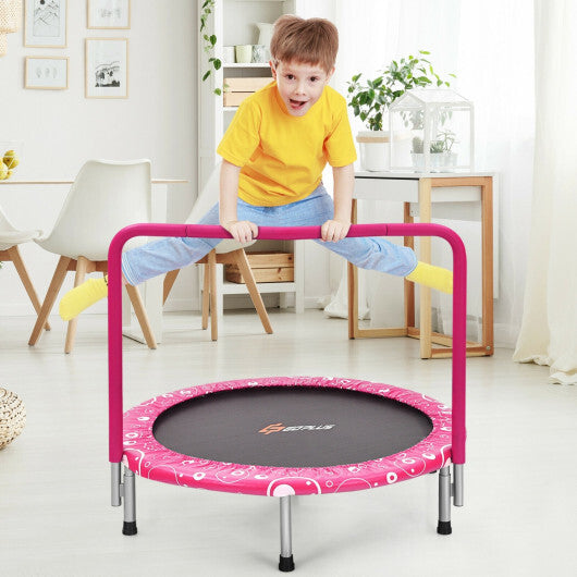 Costway 36 Inch Kids Trampoline Mini Rebounder with Full Covered Handrail-Pink LuxuryLifeWay Online Store