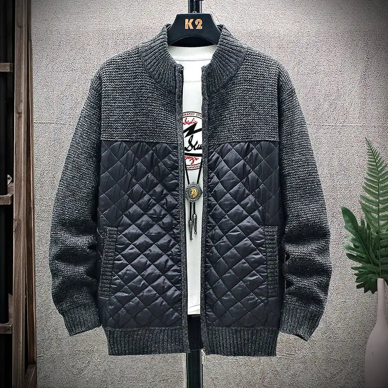 Thick Plush Stitched Sweater Jacket