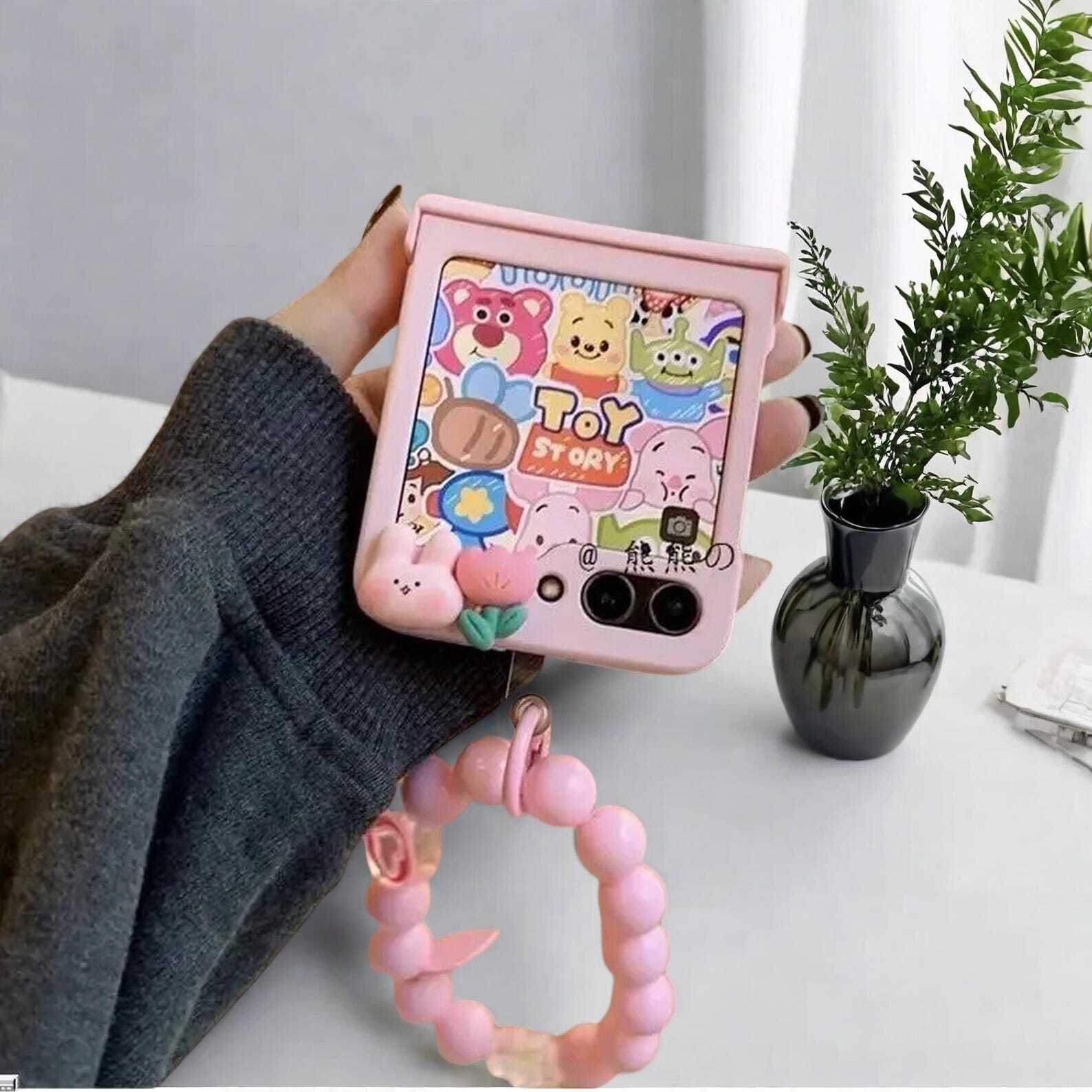 Cute Rabbit Bracelet Hinge Case for Samsung Galaxy Z Flip 3 4 5 6 - Stylish Protective Cover with Secure Chain Grip for Zflip5 Zflip6 LuxuryLifeWay Online Store