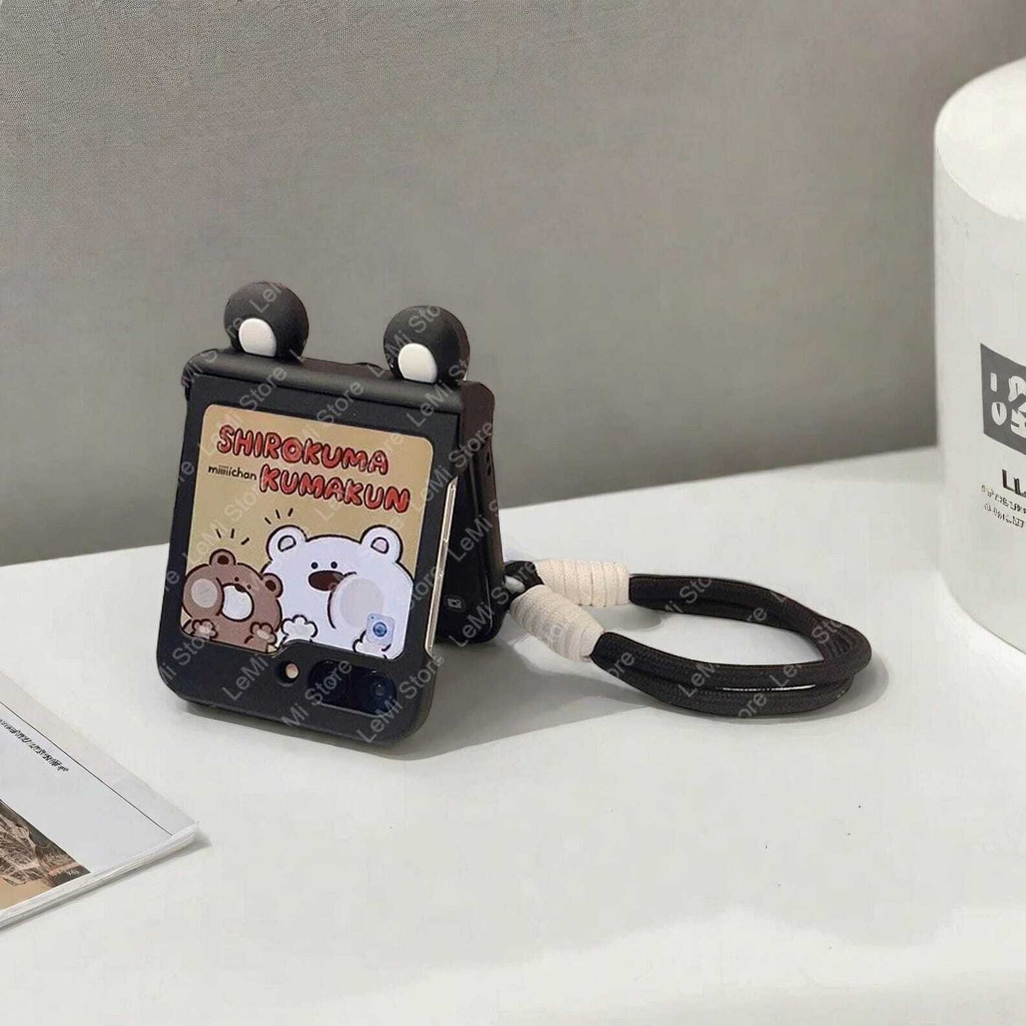 Adorable Ears Hand Strap Case for Samsung Galaxy Z Flip 3 4 5 6 | Hinge Protection with Cute Design and Wrist Strap LuxuryLifeWay Online Store