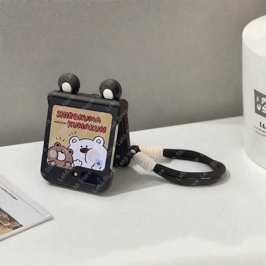 Adorable Ears Hand Strap Case for Samsung Galaxy Z Flip 3 4 5 6 | Hinge Protection with Cute Design and Wrist Strap LuxuryLifeWay Online Store