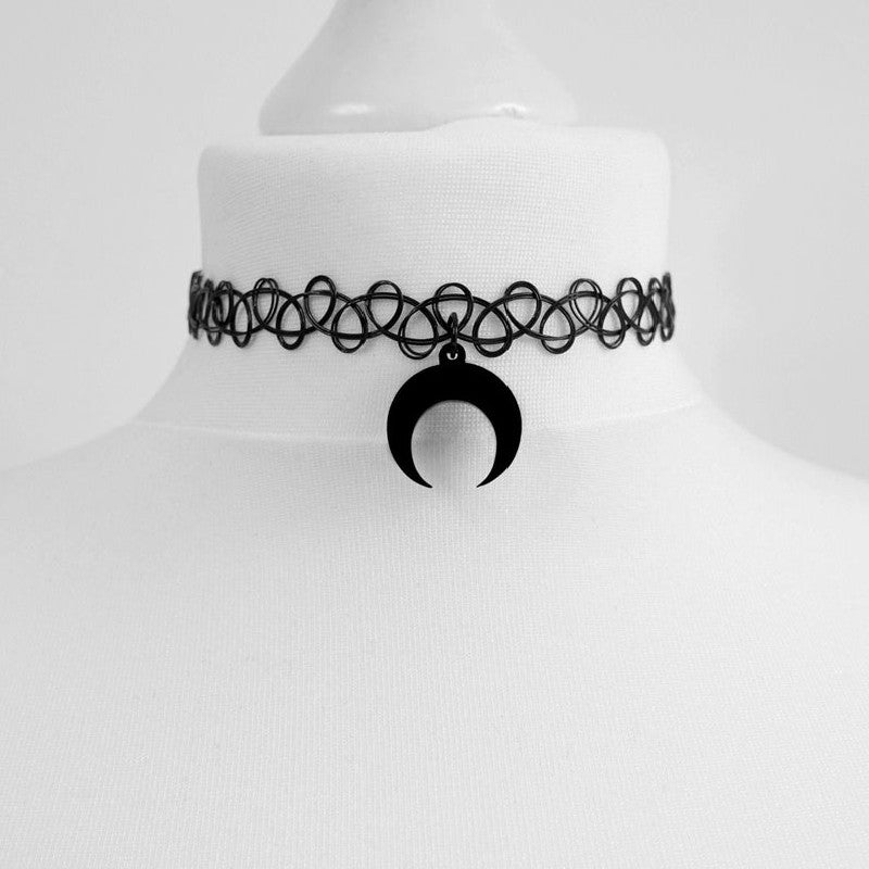 Black Crescent Moon Necklace