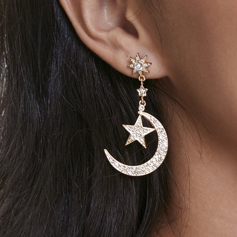 Star and Moon Drop Earrings Pi-Mart