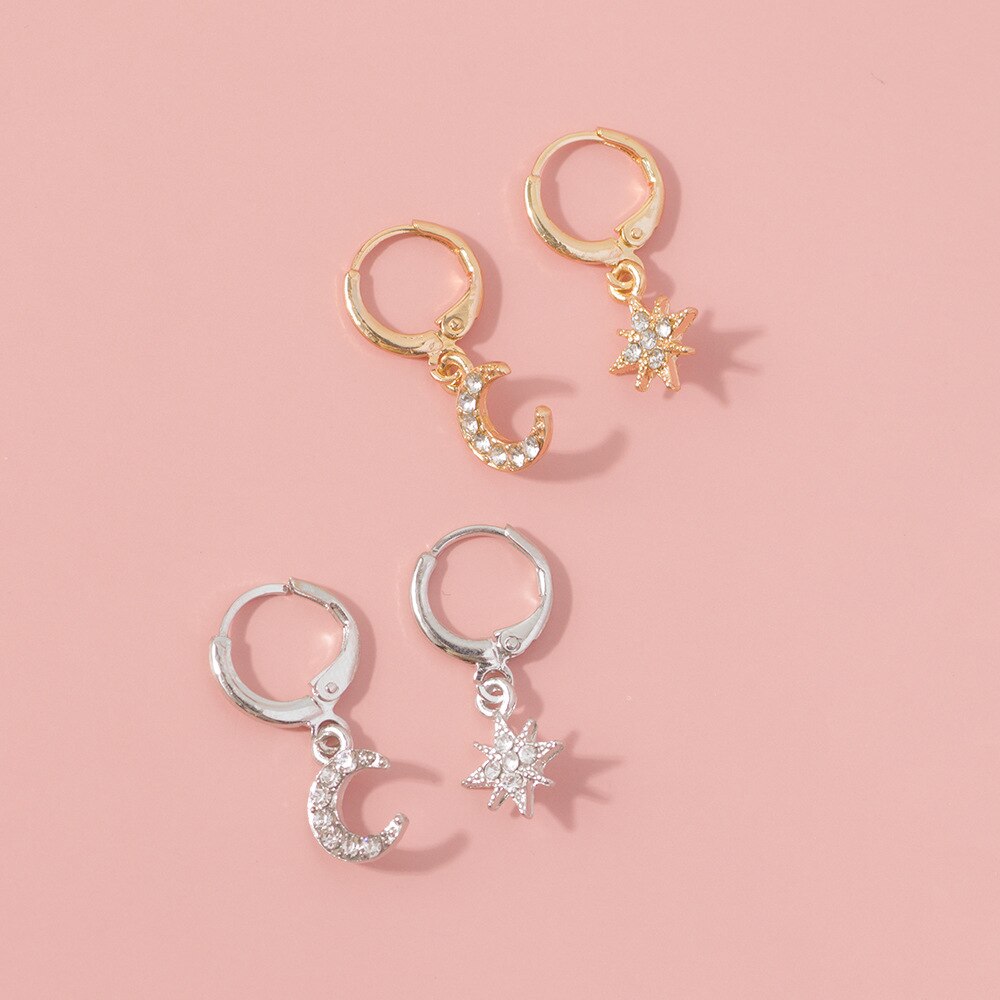 Star and Moon Drop Earrings Pi-Mart