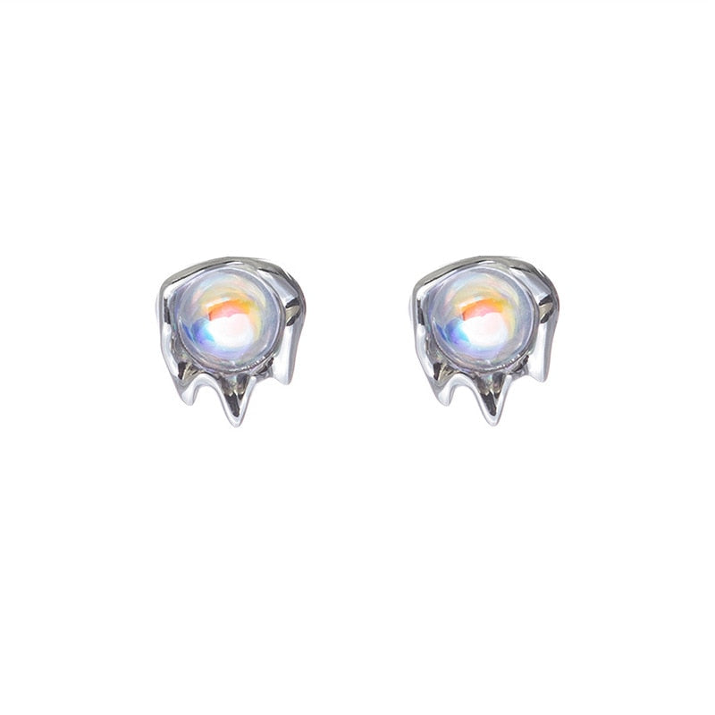 Moonstone Lava Stud Earrings