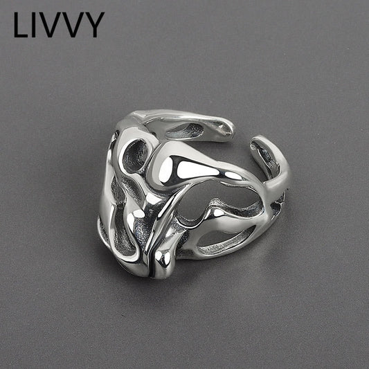 Silver Color Hollow Surface Bump Ring Pi-Mart