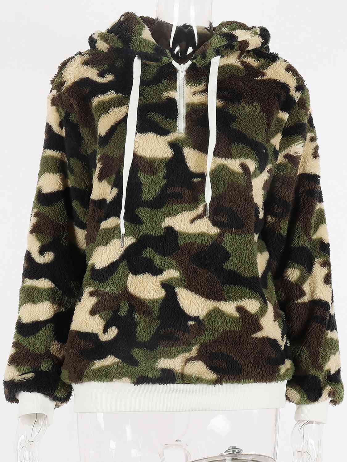 Printed Drawstring Long Sleeve Hoodie