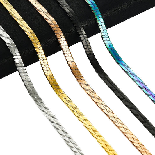 Flat Gold Color Stainless Steel Necklace Pi-Mart