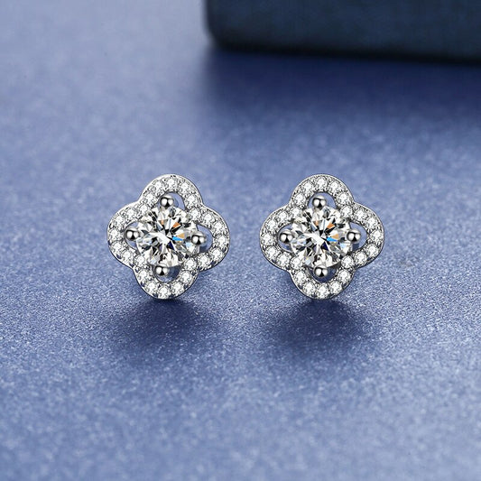 Four Leaf Clover Moissanite Stud Earrings Pi-Mart