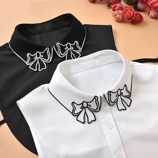 Embroidery Fake Women Collar Shirt