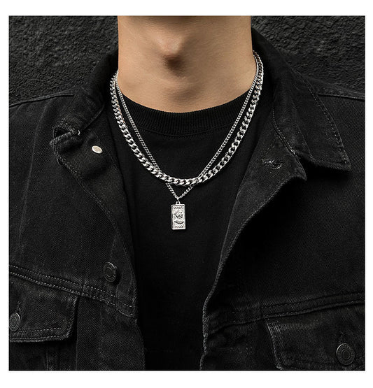 Double Layer Cuban Chain Necklace Pi-Mart