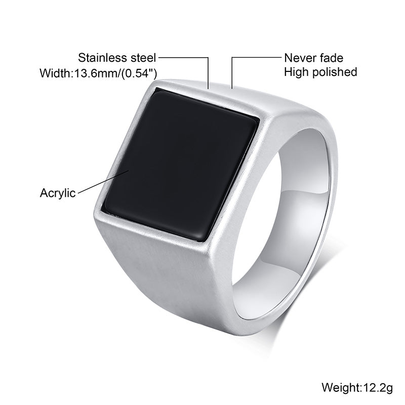 Stainless Steel Square Signet Ring