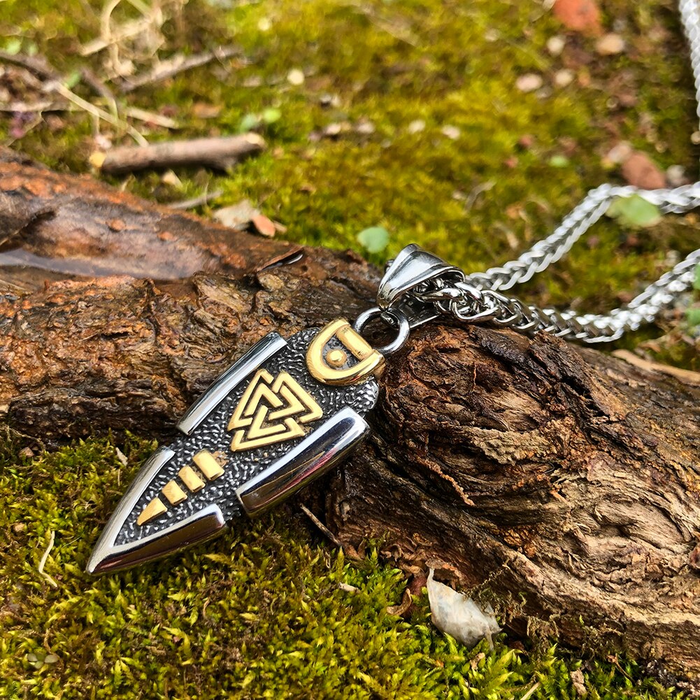 Spear Valknut Gungnir Viking Necklace