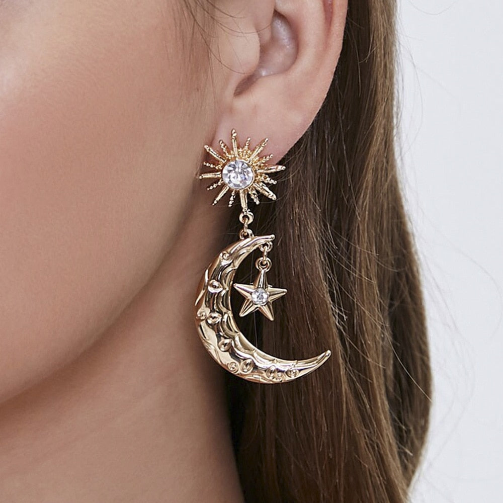 Star and Moon Drop Earrings Pi-Mart